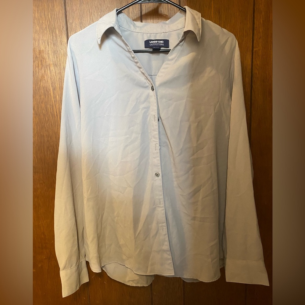 Lands’ End Gray Button Down Shirt